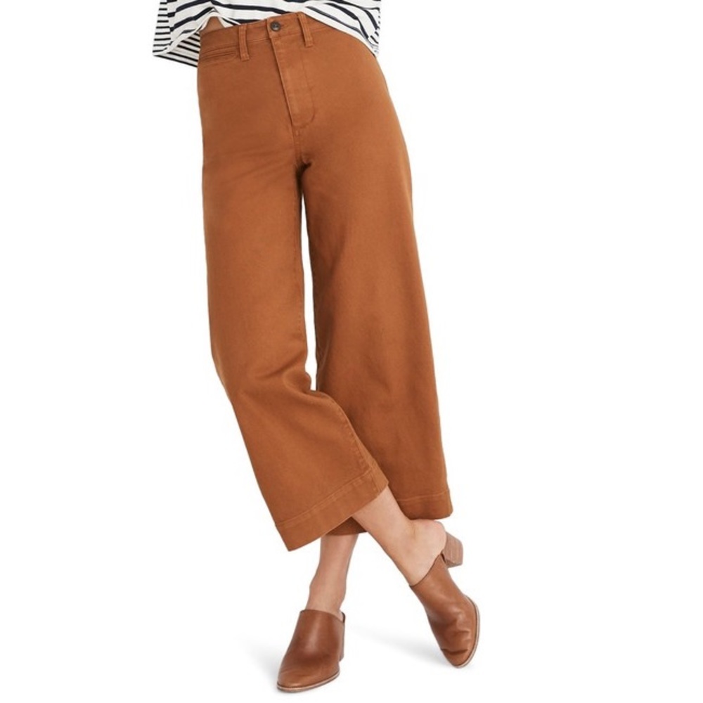 Madewell Emmett Wide Leg Crop Pant in Warm Coffee